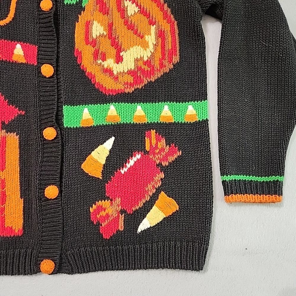 Alexandra Bartlett M Halloween Cardigan Sweater Trick or Treat Pumpkin Candy - Picture 3 of 15